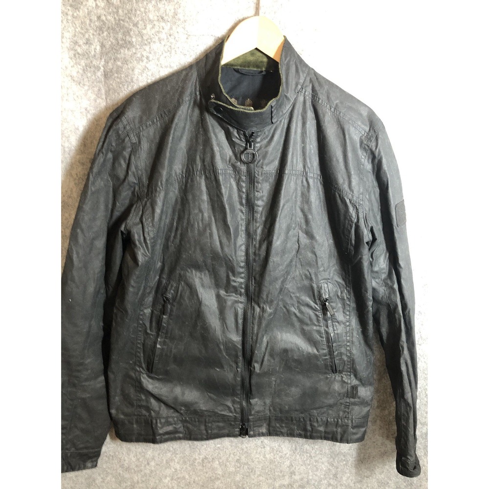 Barbour Jacket Mens Large Black A225 Scrambler Suit Wax Moto Sports Classic
